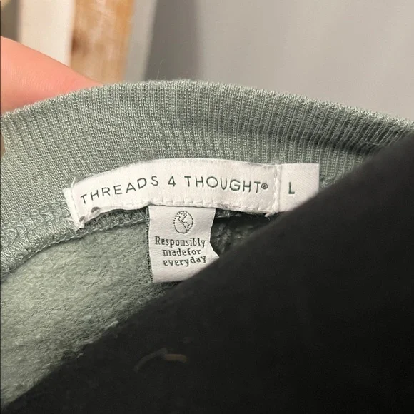 Threads 4 Thought Sage Green Asymmetrical Sweatshirt Stitch Fix - Picture 2 of 6
